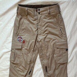 Burton Snow Ski Pants Mens Small Brown Nylon Cargo Adjustable Waist